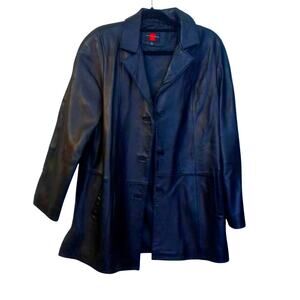 Vintage Gallery Black Leather Coat Jacket Size Medium READ